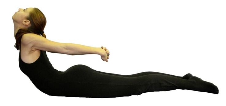 Exercise for stretching the spine in osteochondrosis of the thoracic part